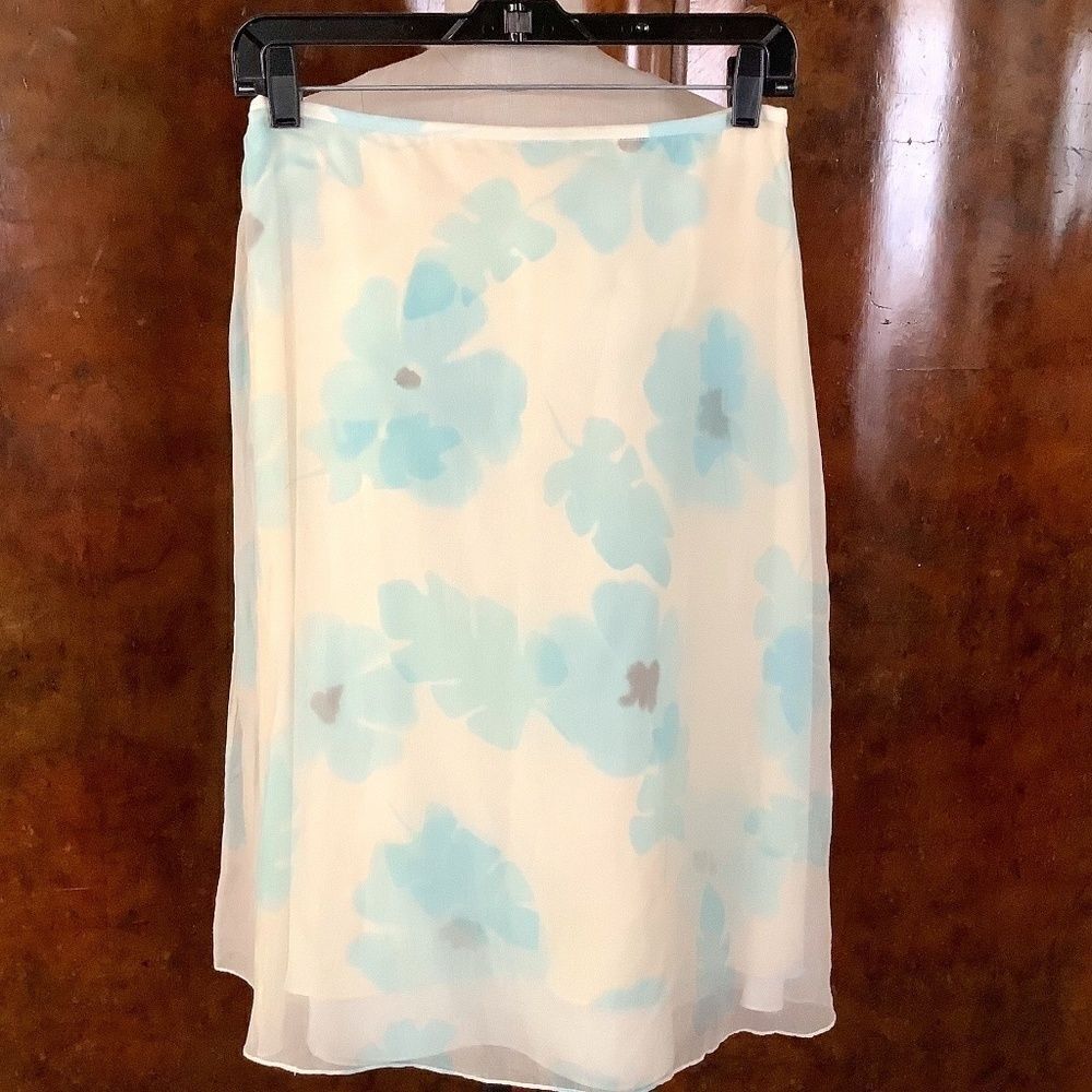 OSCAR DE LA RENTA WATERCOLOR SILK SKIRT SIZE 6